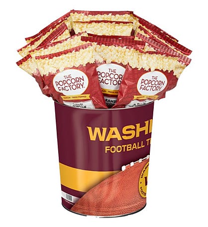 Washington Commanders Popcorn Tin with 15 Bags of Popcorn